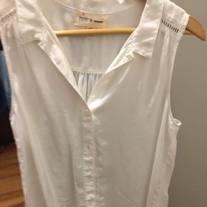 Anthropologie White Sleeveless Button Down Shirt